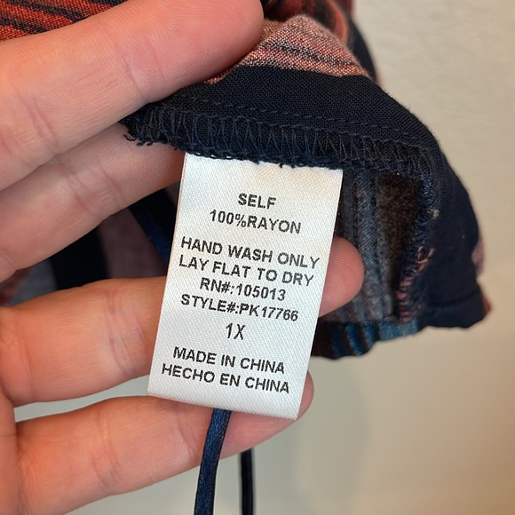 NWT Savanna Jane Striped Embroidered Top Size 1X - Picture 7 of 8